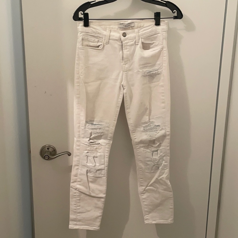JBrand white denim skinny jeans